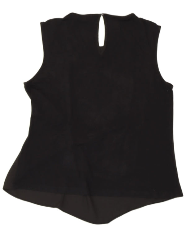 WAREHOUSE Womens Sleeveless Blouse Top UK 16 Large Black Viscose