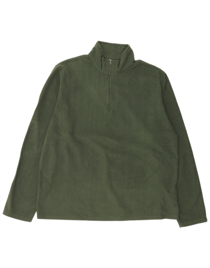 Mountain Warehouse Mens Zip Neck Fleece Jumper XL Green Polyester