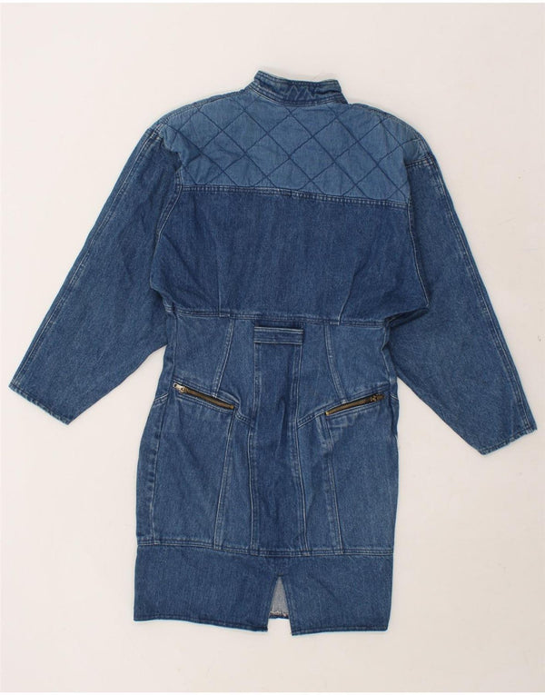 VINTAGE Womens Long Sleeve Denim Dress UK 8 Small Blue