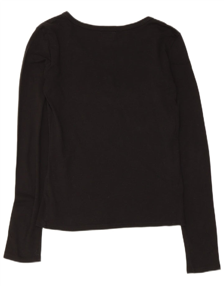 Armani Womens Graphic Top Long Sleeve UK 12 Medium Black Cotton