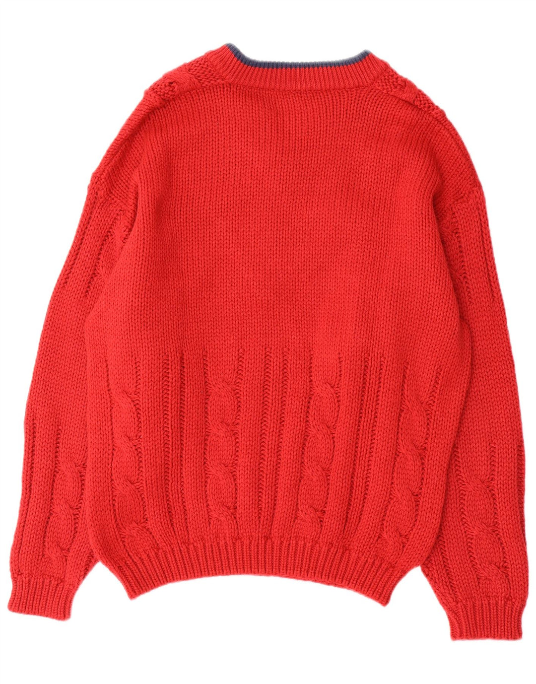 Consenso Mens Graphic V-Neck Jumper Sweater Medium Red Colourblock Wool