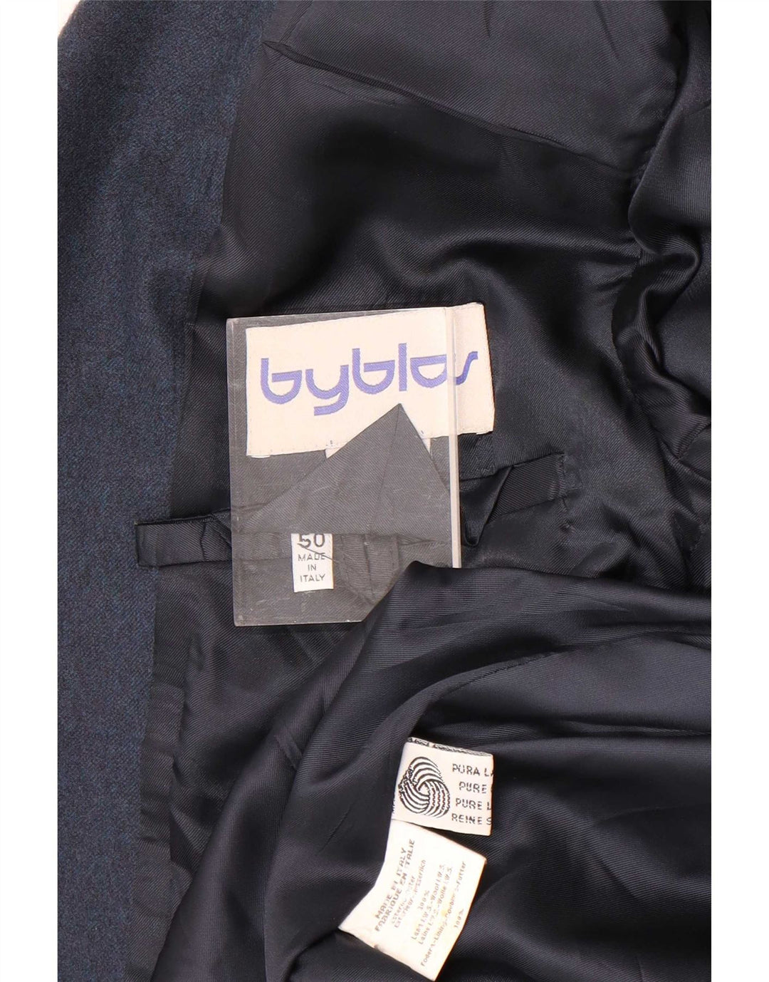 Byblos Mens 2 Button Blazer Jacket IT 50 Large Navy Blue Wool