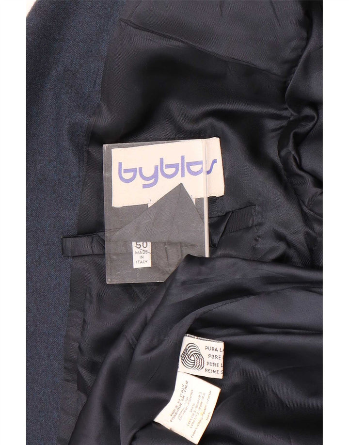 Byblos Mens 2 Button Blazer Jacket IT 50 Large Navy Blue Wool