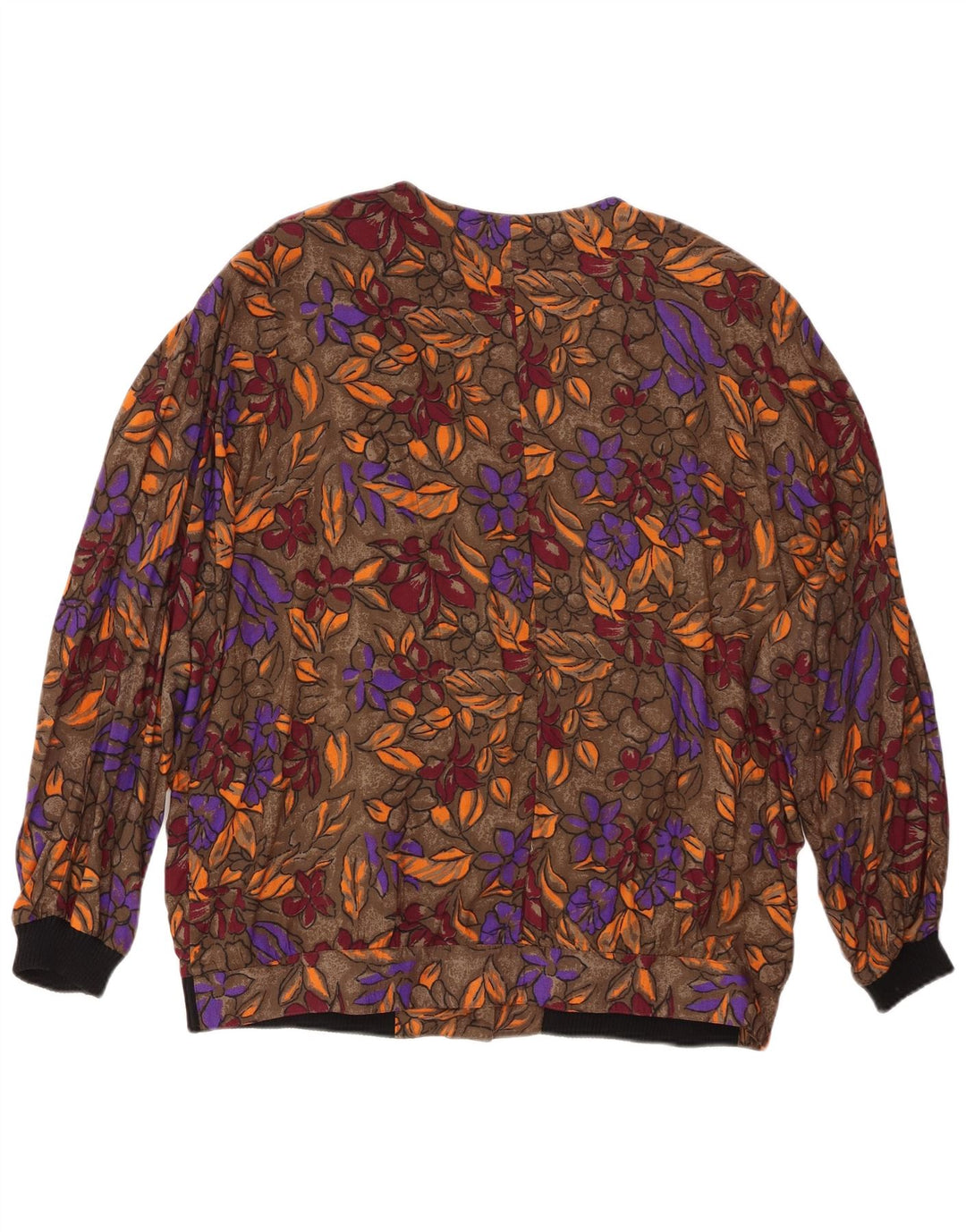 VINTAGE Womens Shirt Blouse UK 20 2XL Brown Floral Viscose