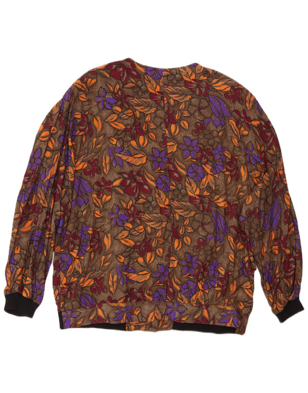 VINTAGE Womens Shirt Blouse UK 20 2XL Brown Floral Viscose