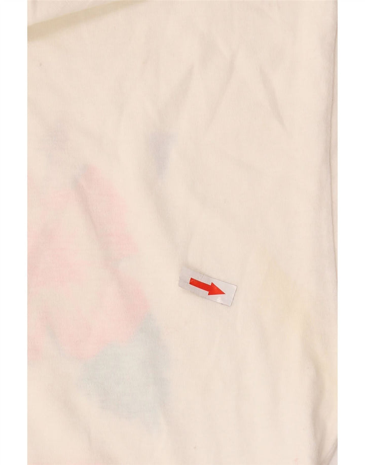 Vintage Mens Graphic T-Shirt Top Medium White Floral