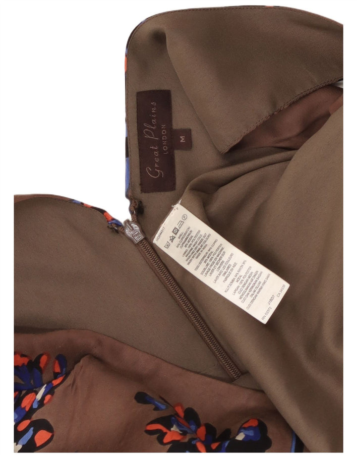 GREAT PLAINS Womens Sleeveless Maxi Dress UK 12 Medium Brown Floral Rayon