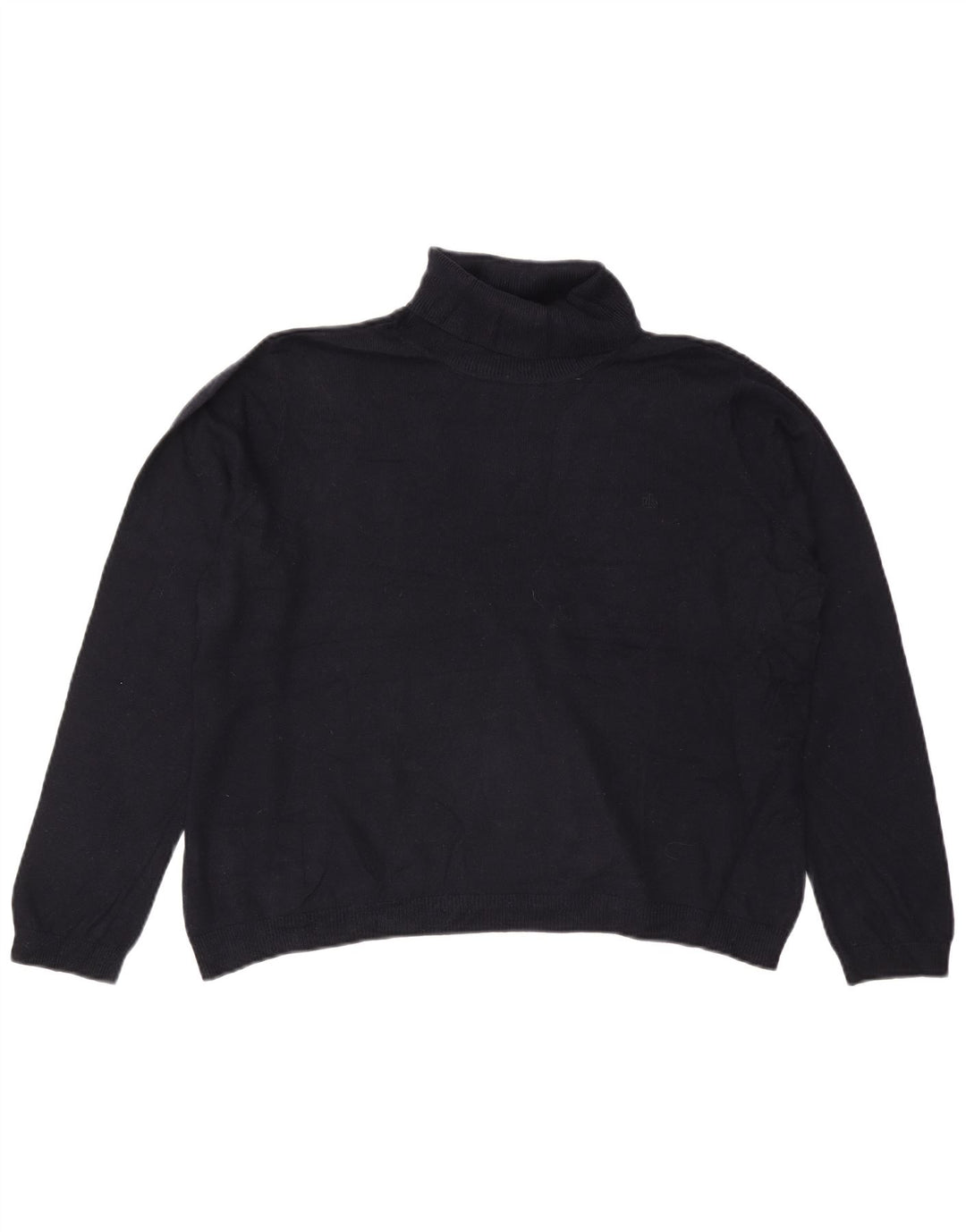 RALPH LAUREN Womens Roll Neck Jumper Sweater UK 20 2XL Navy Blue Silk