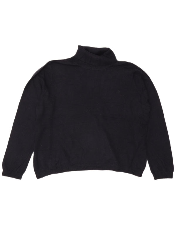 RALPH LAUREN Womens Roll Neck Jumper Sweater UK 20 2XL Navy Blue Silk