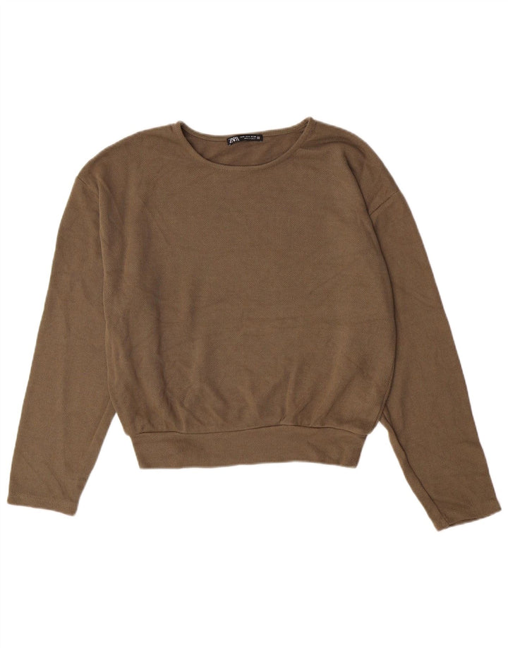 ZARA Womens Sweatshirt Jumper UK 12 Medium Brown Viscose