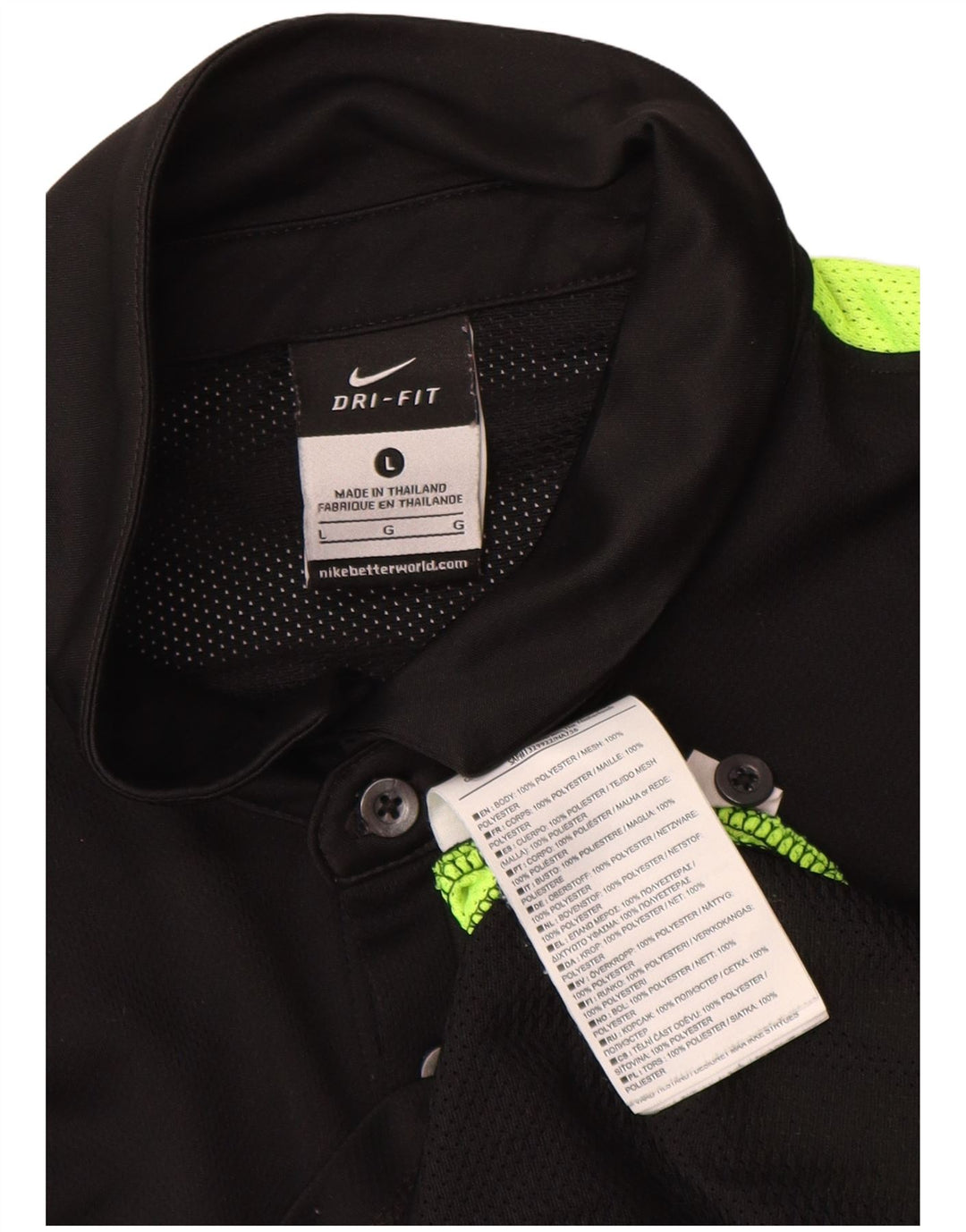Nike Mens Dri Fit Polo Shirt Large Black Colourblock Polyester