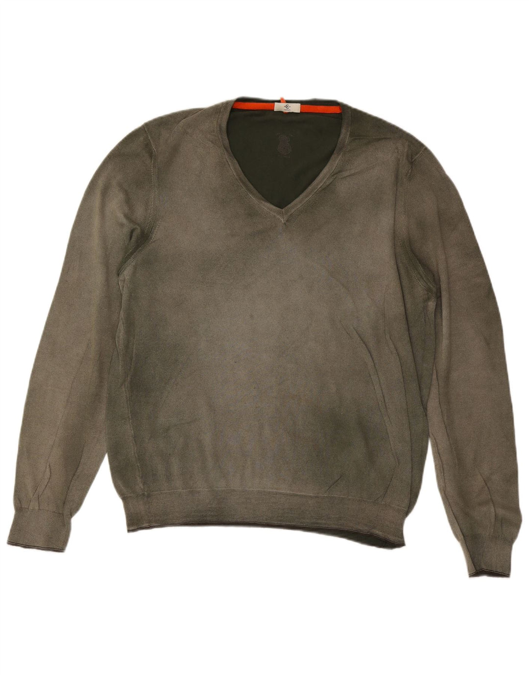 CERRUTI 1881 Mens V-Neck Jumper Sweater XL Green Colourblock Cotton