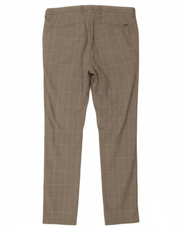 Hugo Boss Mens Slim Fit Chino Trousers IT 52 XL W36 L33 Grey Houndstooth