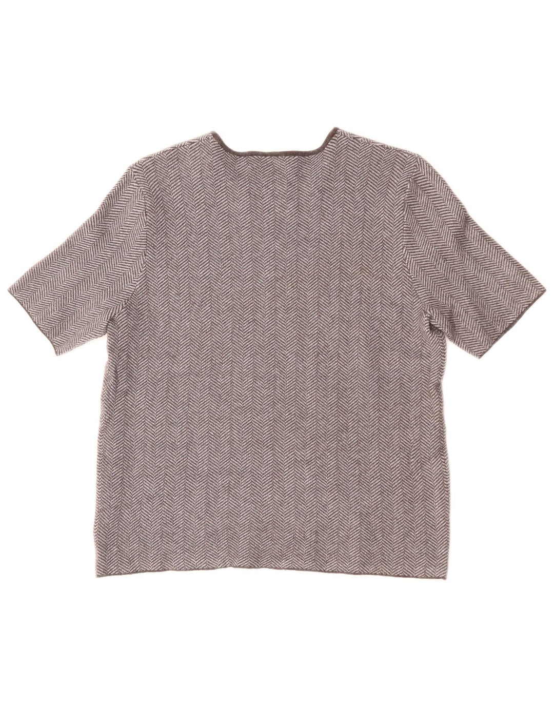 ZARA Womens T-Shirt Top UK 10 Small Grey Herringbone Viscose