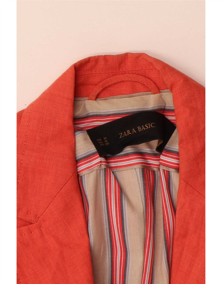 Zara Womens 1 Button Blazer Jacket UK 12 Medium Orange