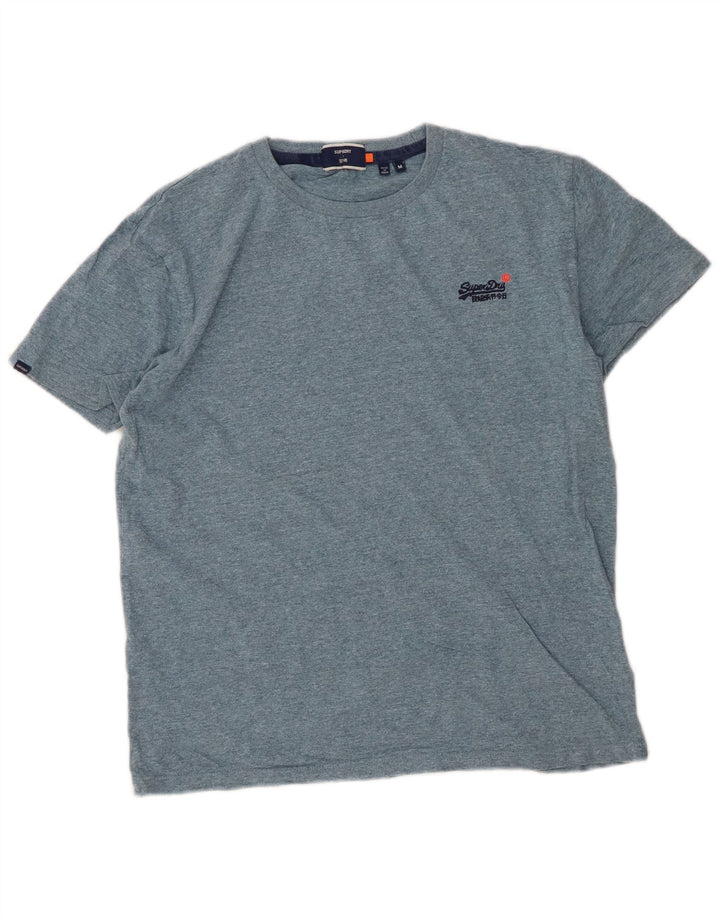 SUPERDRY Mens T-Shirt Top Medium Blue Flecked Cotton