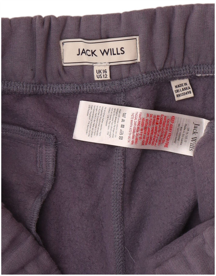 JACK WILLS Womens Tracksuit Trousers Joggers UK 16 Large Purple Cotton