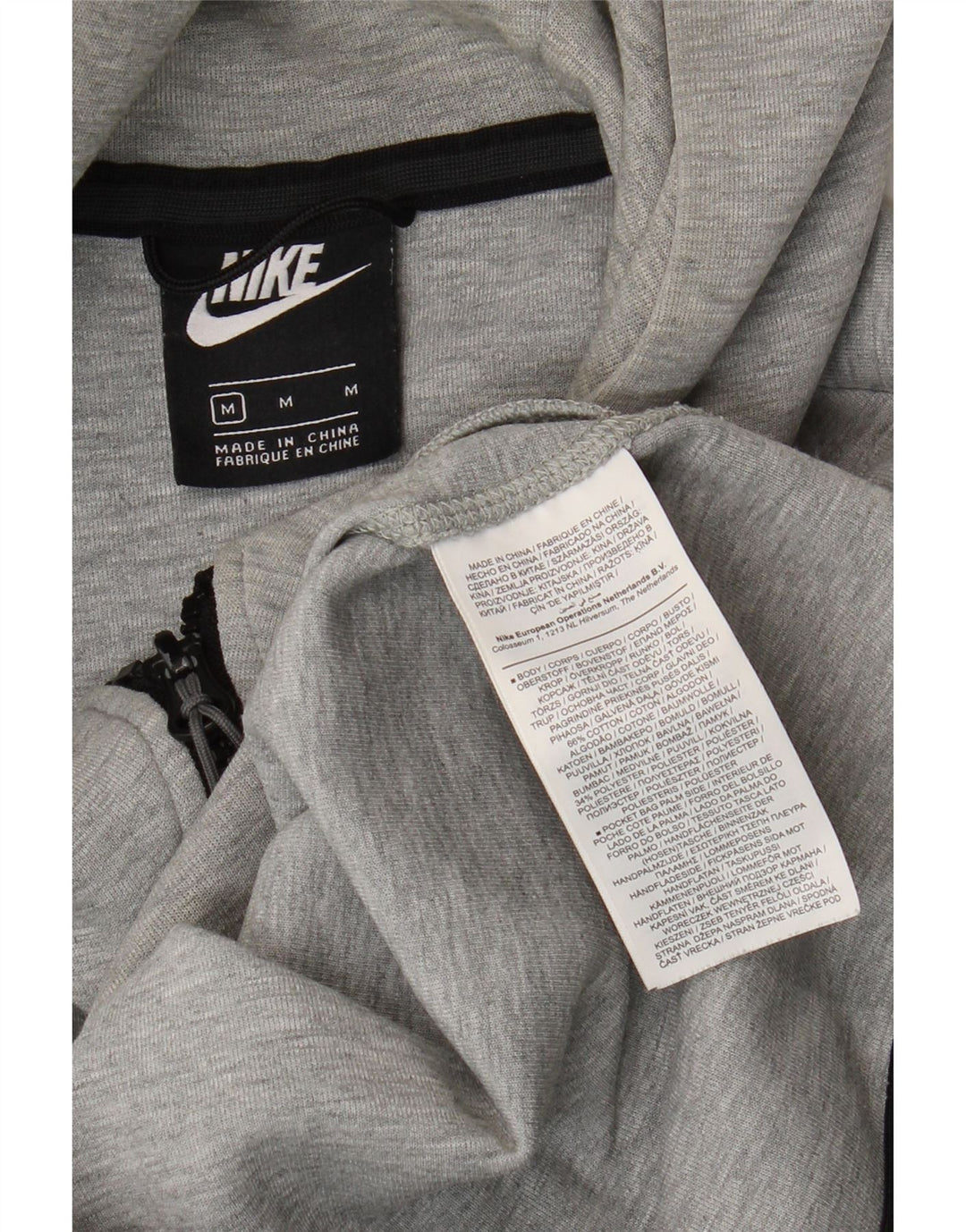 Nike Mens Zip Hoodie Sweater Medium Grey Cotton