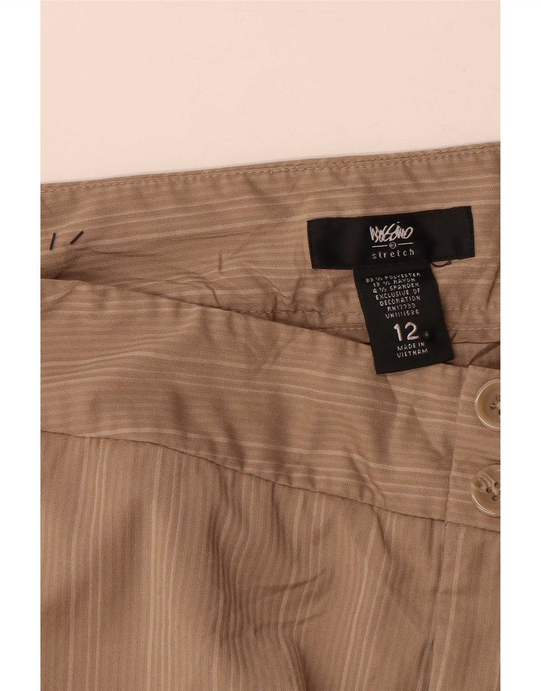 Mossimo Womens Chino Shorts US 12 Large W32 Beige Striped Polyester