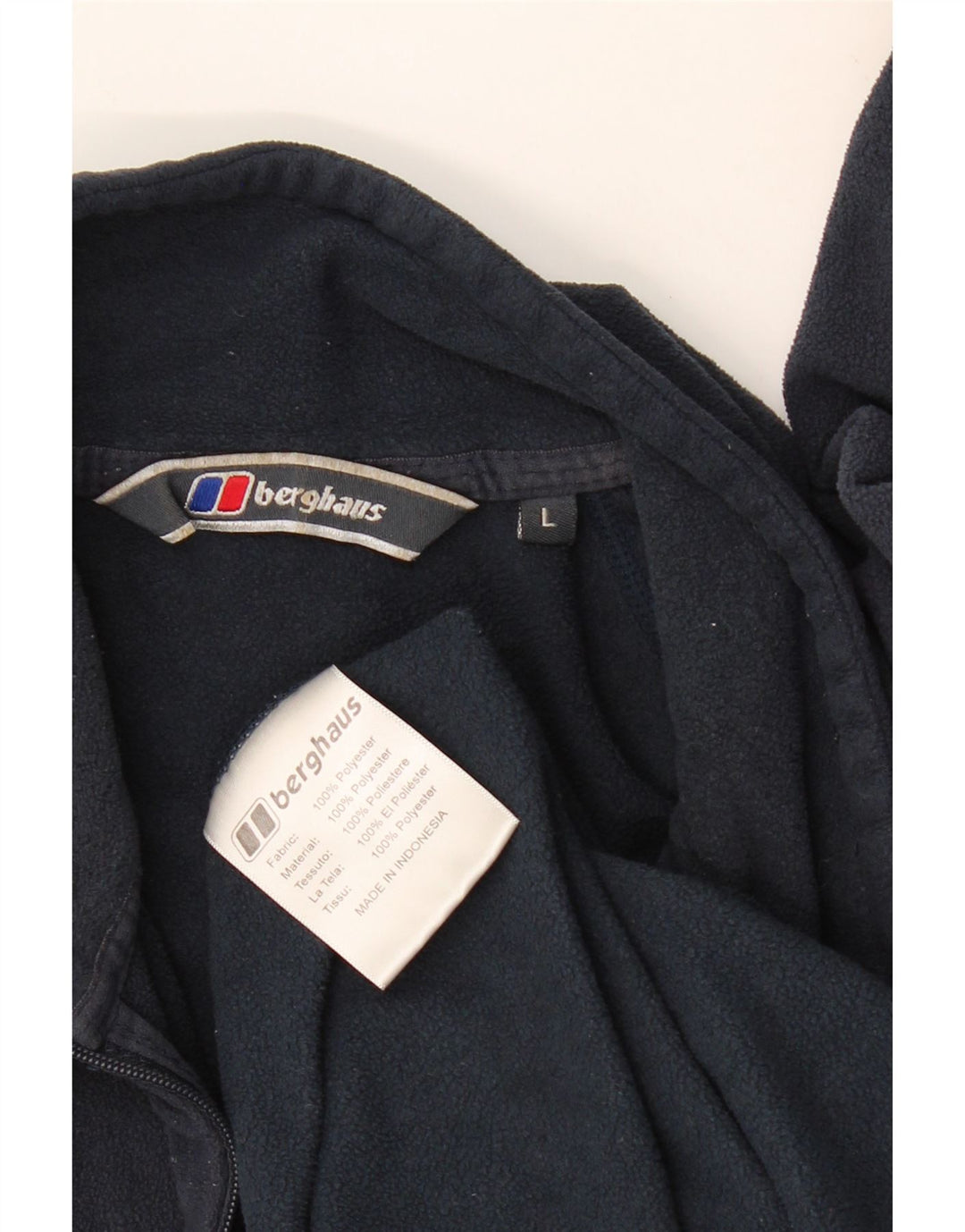 BERGHAUS Mens Zip Neck Fleece Jumper Large Navy Blue Polyester