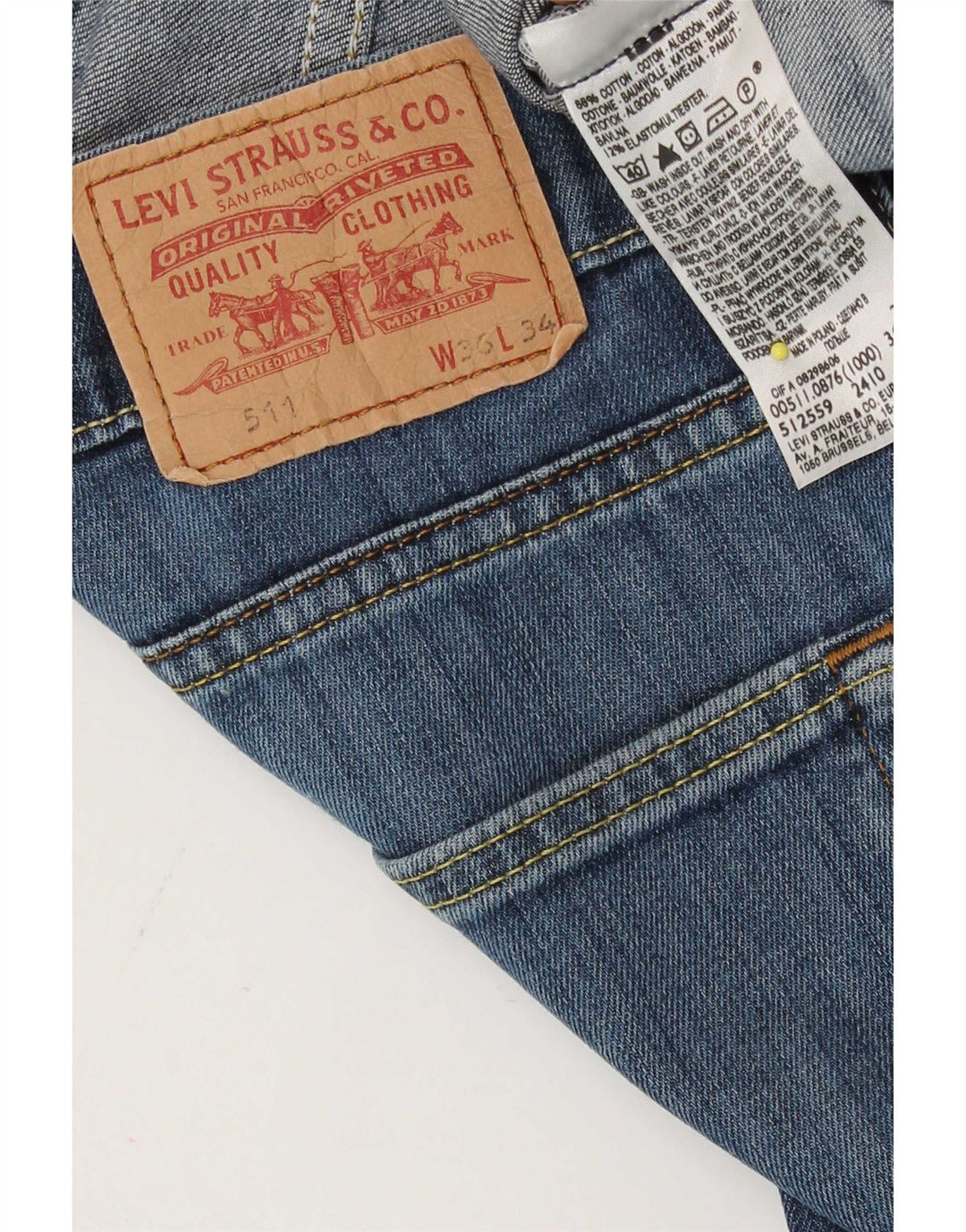Levi's Womens 511 Slim Jeans W36 L27 Blue Cotton