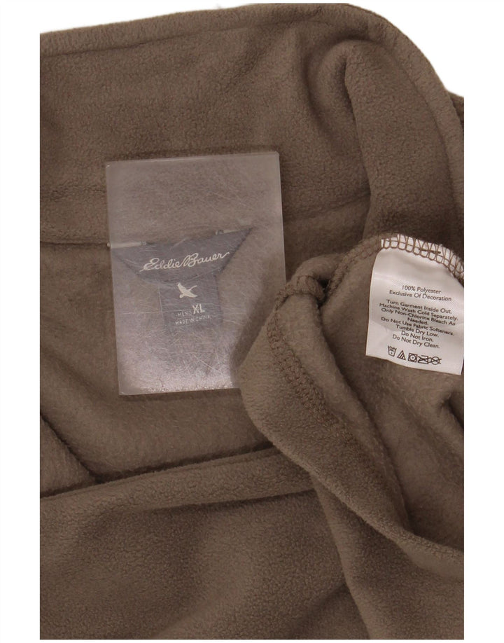 EDDIE BAUER Mens Zip Neck Fleece Jumper XL Grey Polyester