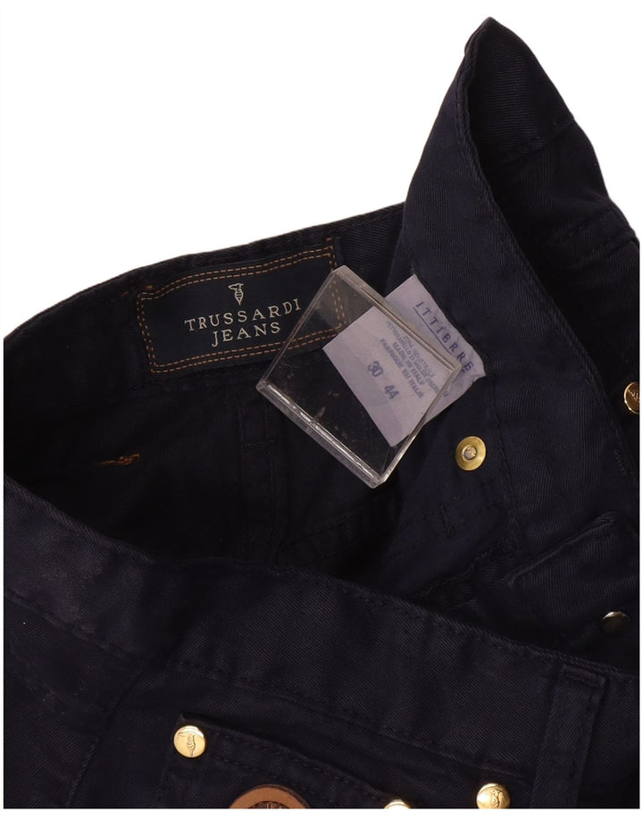 TRUSSARDI Womens High Waist Casual Trousers IT 44 Medium W30 L27 Navy Blue
