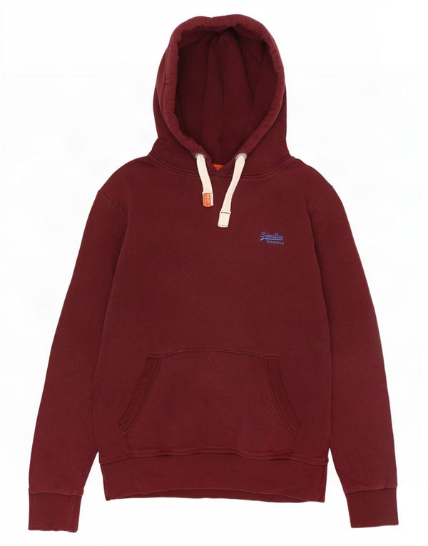 Superdry Mens Hoodie Jumper Large Burgundy Cotton