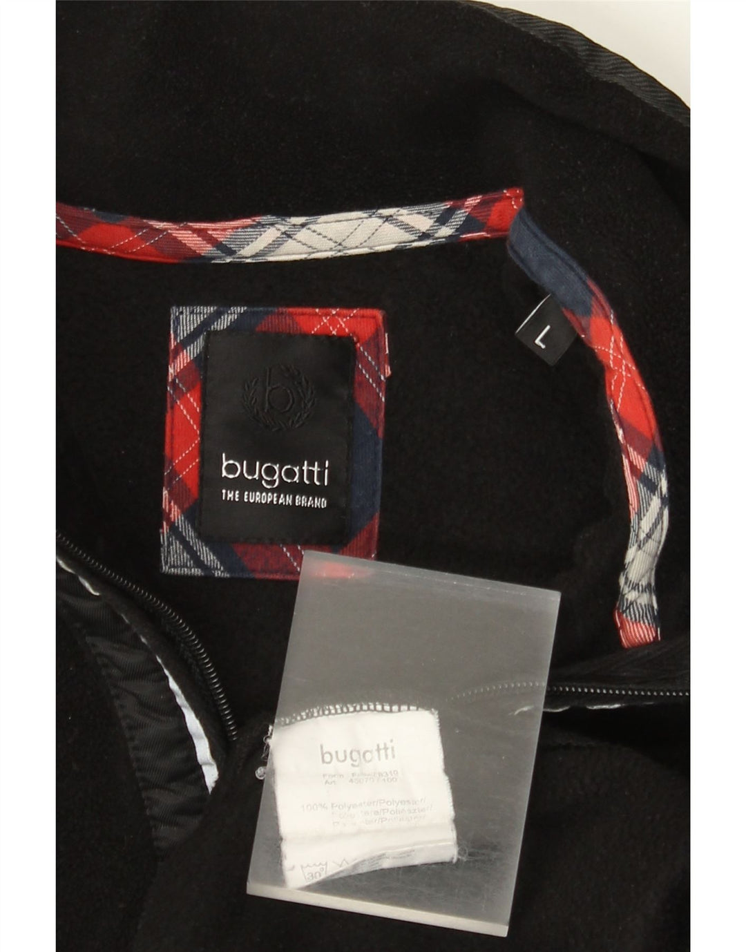 Bugatti Mens Zip Neck Fleece Jumper Large Black Polyester
