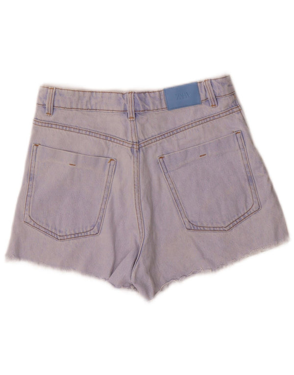 Zara Womens High Waist Denim Shorts EU 36 XS W26 Blue Cotton