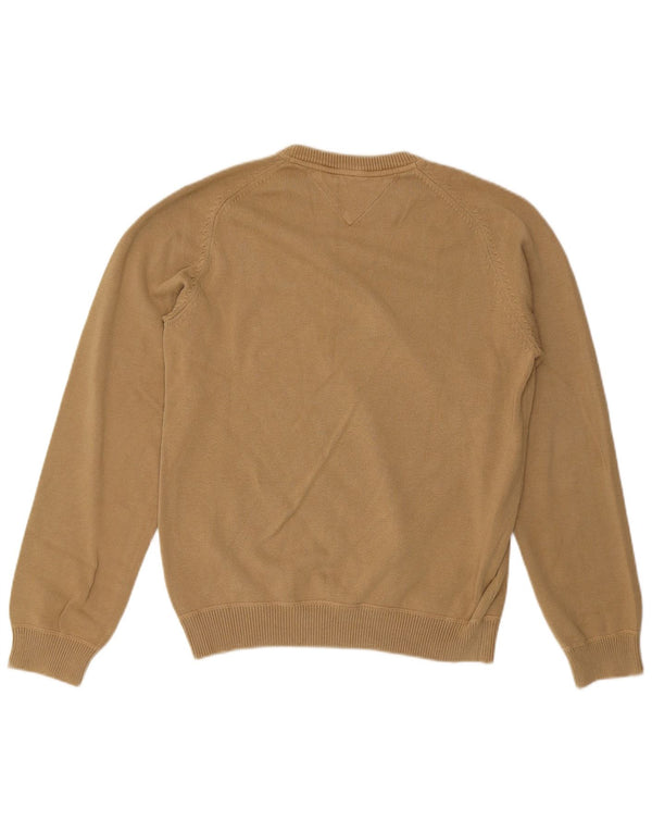TOMMY HILFIGER Mens Crew Neck Jumper Sweater Large Beige Cotton