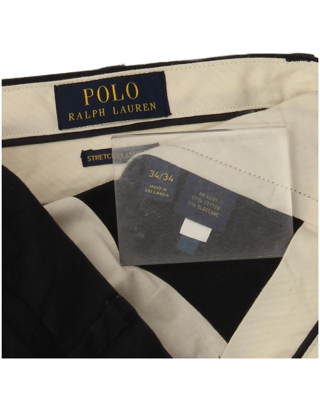 POLO RALPH LAUREN Mens Straight Chino Trousers W34 L34 Navy Blue