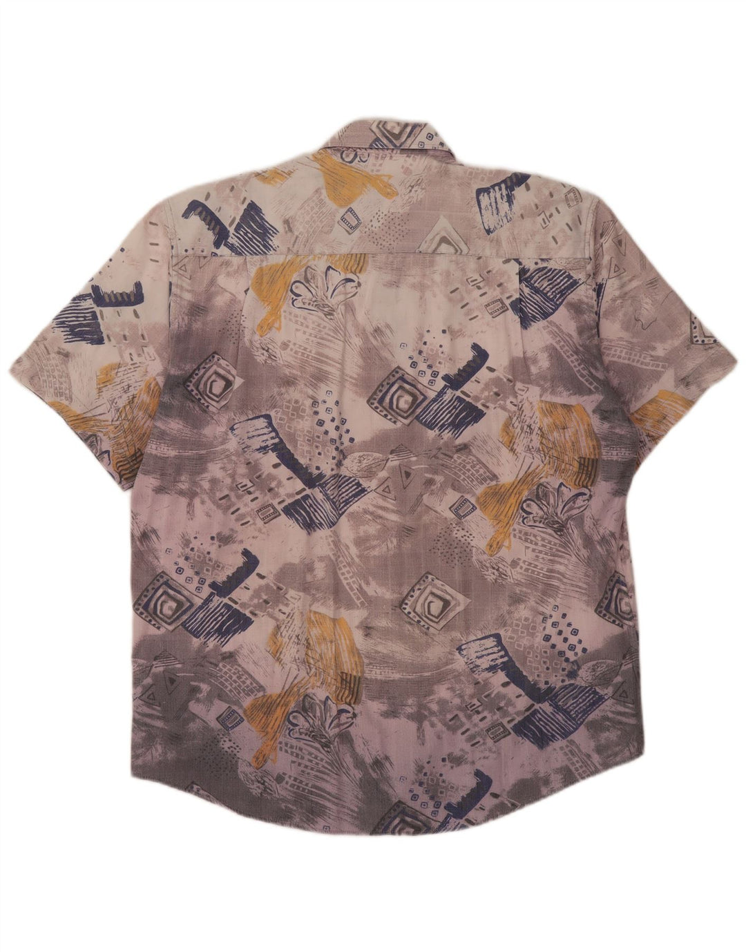 CANDA Mens Abstract Pattern Short Sleeve Shirt Size 43/44 XL Grey Cotton