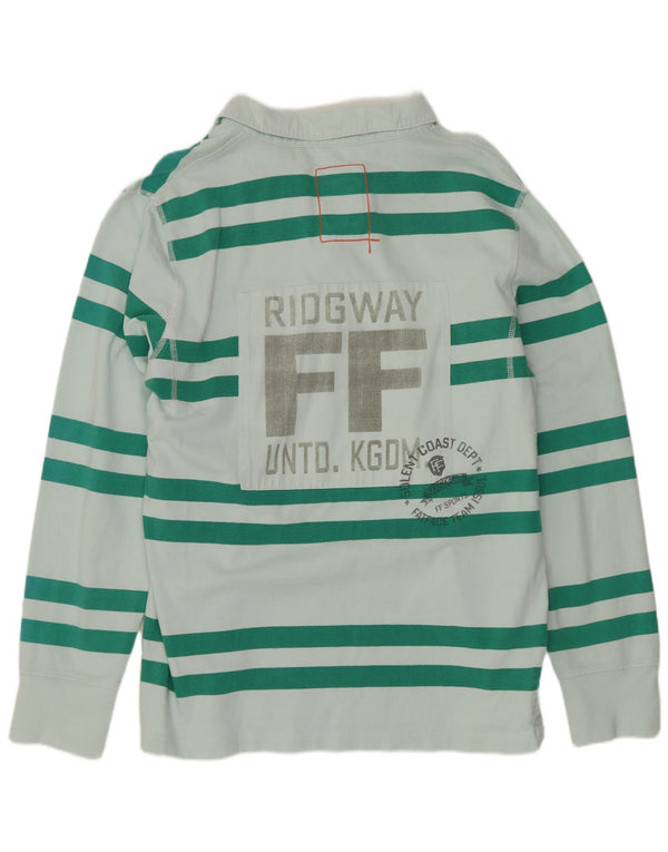 Fat Face Mens Graphic Long Sleeve Rugby Polo Shirt Large Green Striped