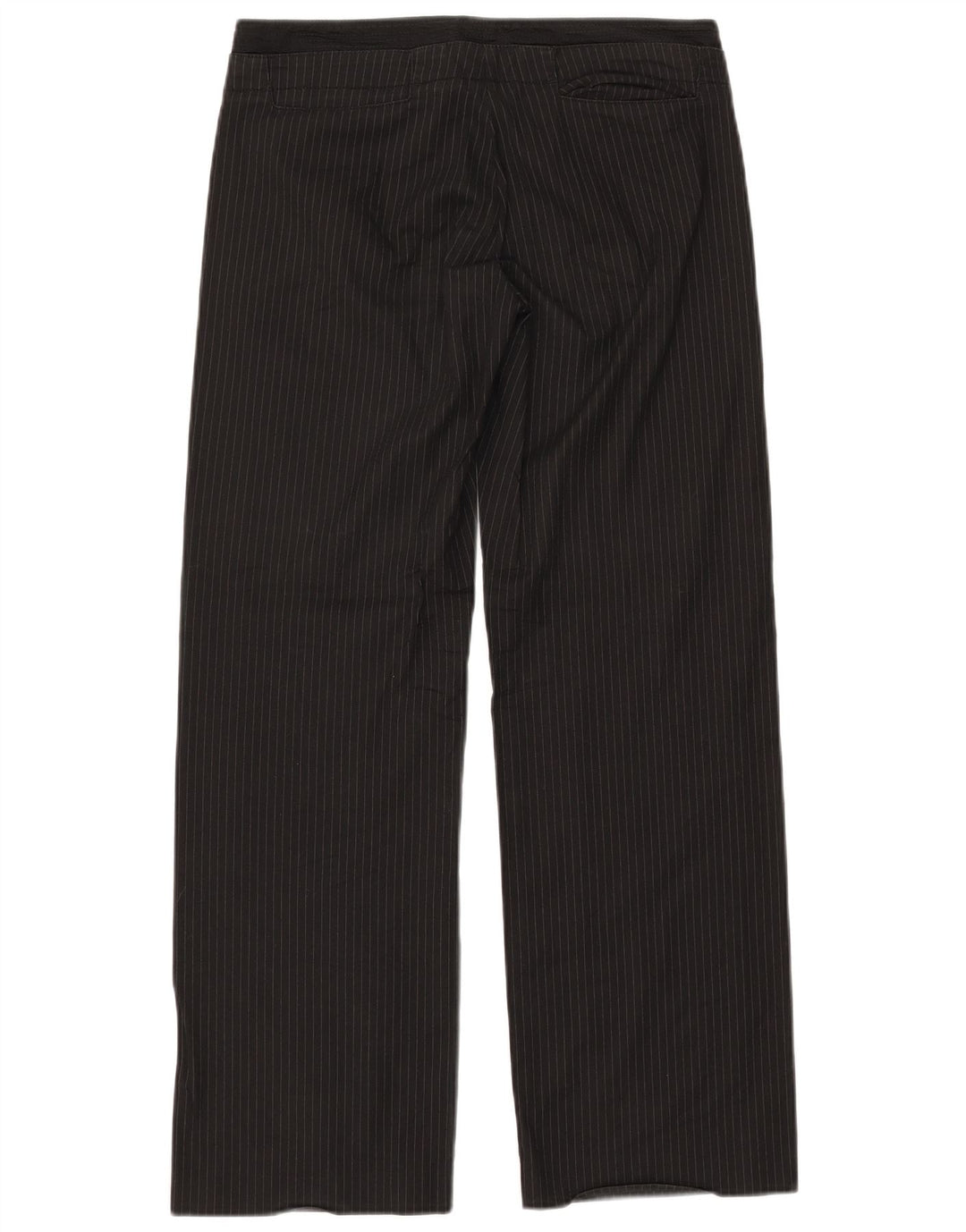 ARMANI Womens Straight Chino Trousers W32 L30 Black Pinstripe Cotton