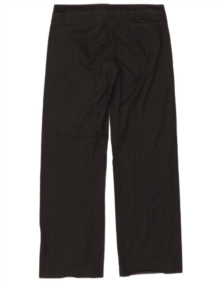 ARMANI Womens Straight Chino Trousers W32 L30 Black Pinstripe Cotton
