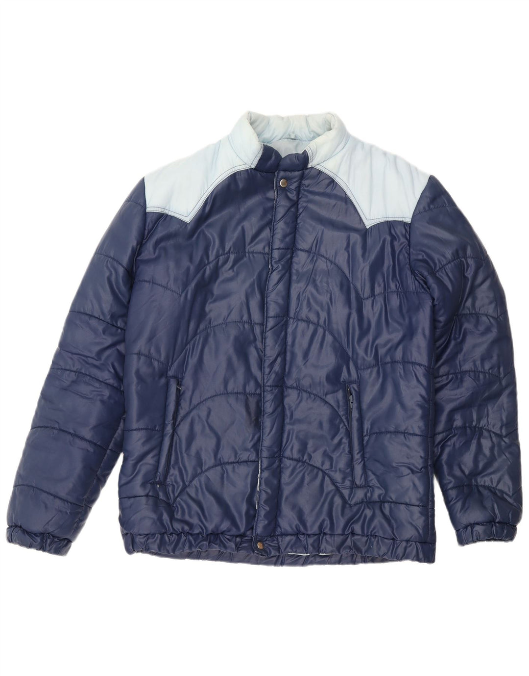 Vintage Mens Padded Jacket IT 54 2XL Navy Blue Polyamide