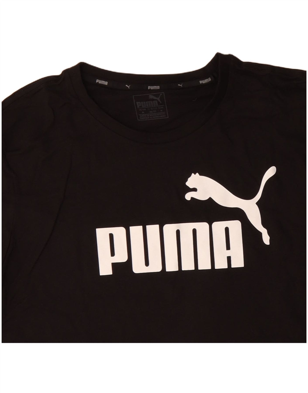 PUMA Mens Graphic T-Shirt Top Medium Black Cotton