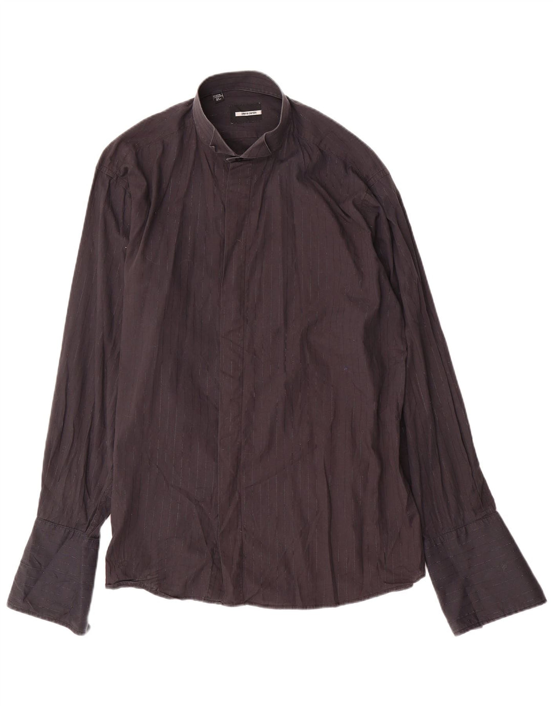 PIERRE CARDIN Mens Formal Shirt Size 16 1/2 41 Large Black Pinstripe