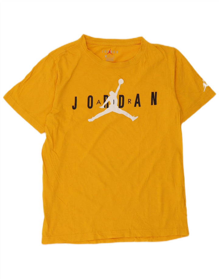 JORDAN Boys Graphic T-Shirt Top 13-14 Years XL Yellow Cotton