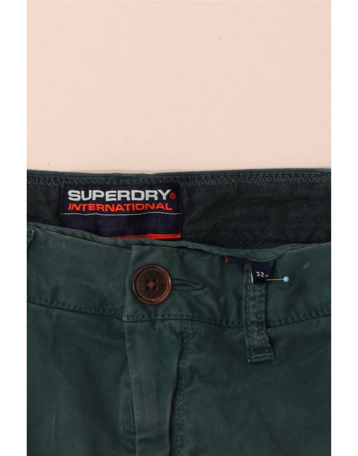 Superdry Mens Regular Chino Shorts W32 Medium Green Cotton