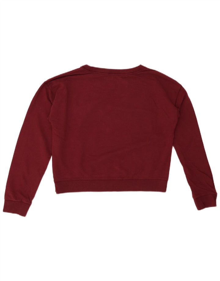 JACK WILLS Womens Oversized Crop Sweatshirt Jumper UK 8 Small Maroon