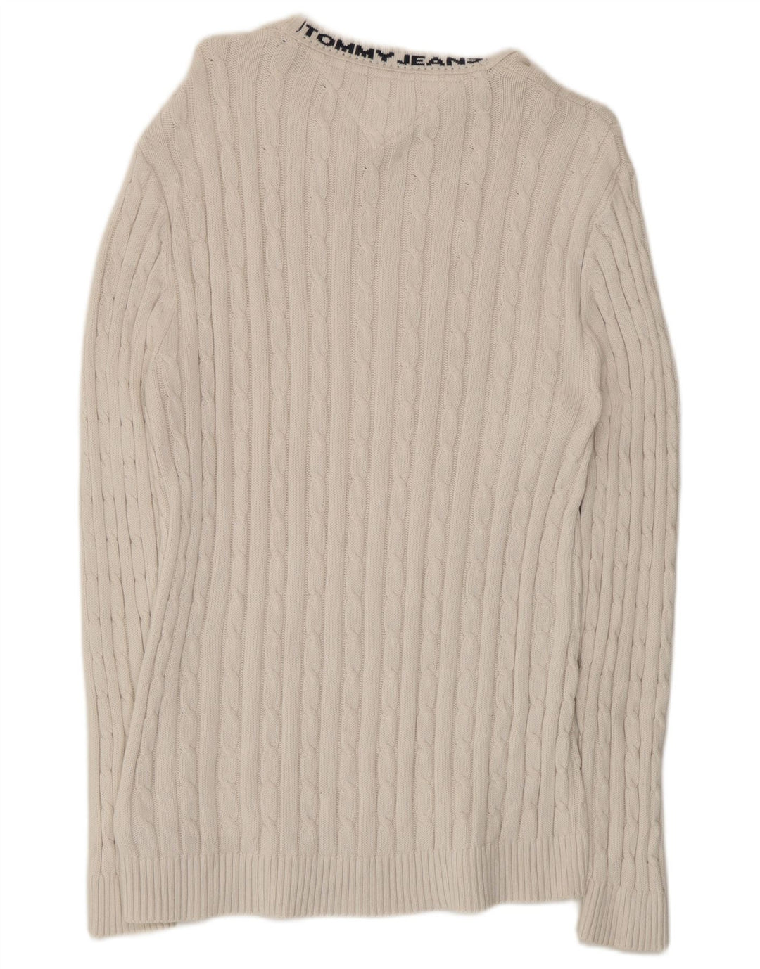 Tommy Hilfiger Mens Crew Neck Jumper Sweater Medium White Cotton