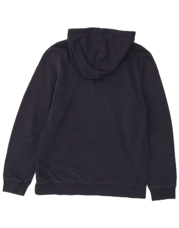 Adidas Mens Graphic Hoodie Jumper Large Navy Blue Cotton
