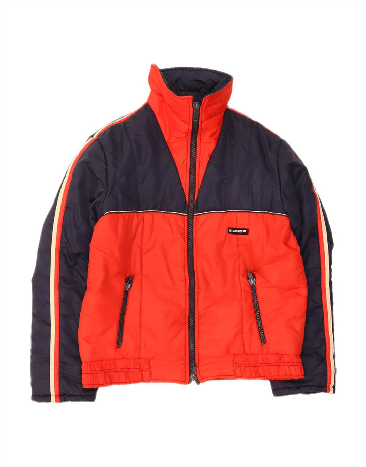 MOSER Mens Padded Jacket IT 50 Large Red Colourblock Polyamide Sports