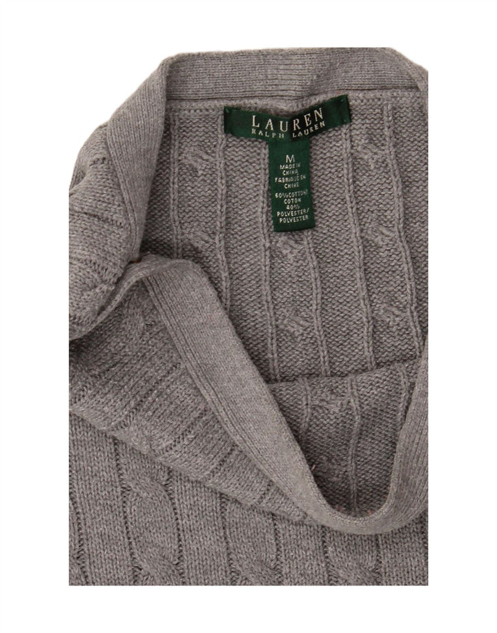 RALPH LAUREN Womens Boat Neck Jumper Sweater UK 14 Medium Grey Cotton