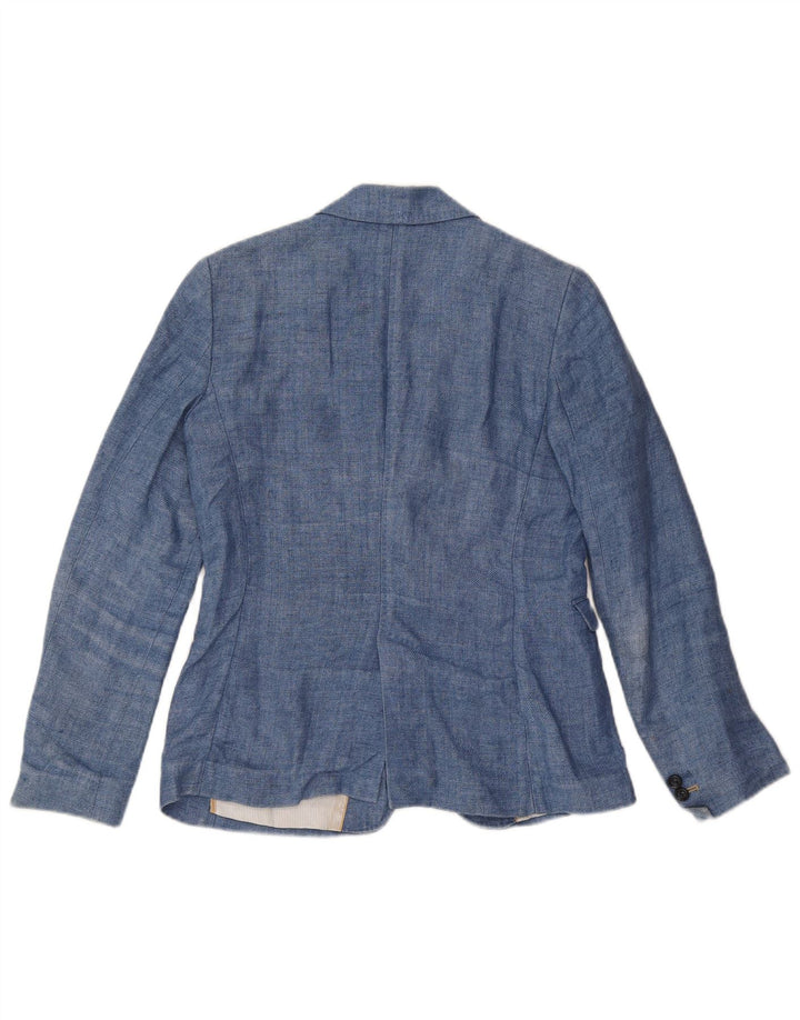 Massimo Dutti Womens 1 Button Blazer Jacket EU 38 Small Blue Linen