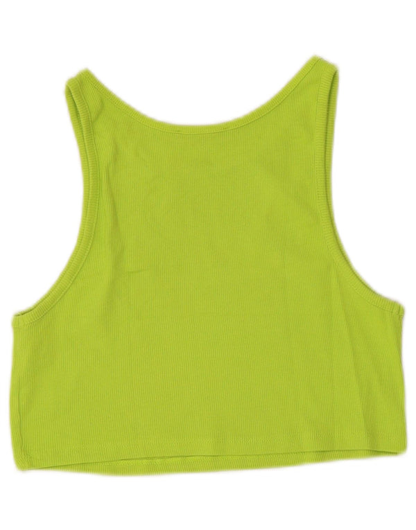 Zara Womens Crop Vest Top UK 14 Large Green Cotton