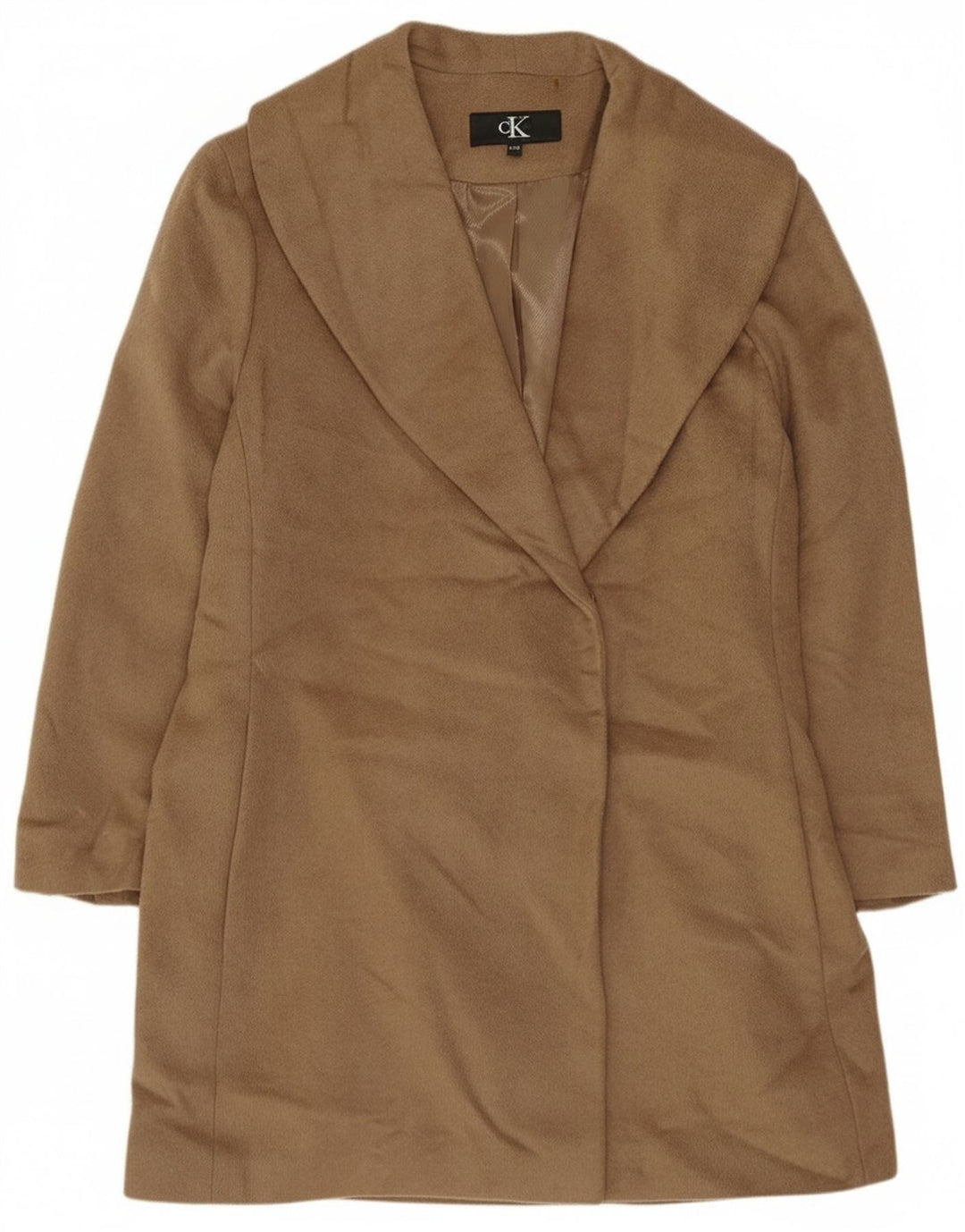 Calvin Klein Womens Oversized Overcoat UK 18 XL Beige Wool