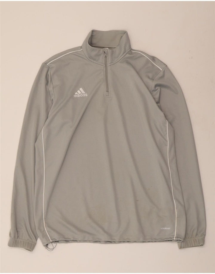 ADIDAS Mens Aeroready Zip Neck Pullover Tracksuit Top XL Grey Polyester
